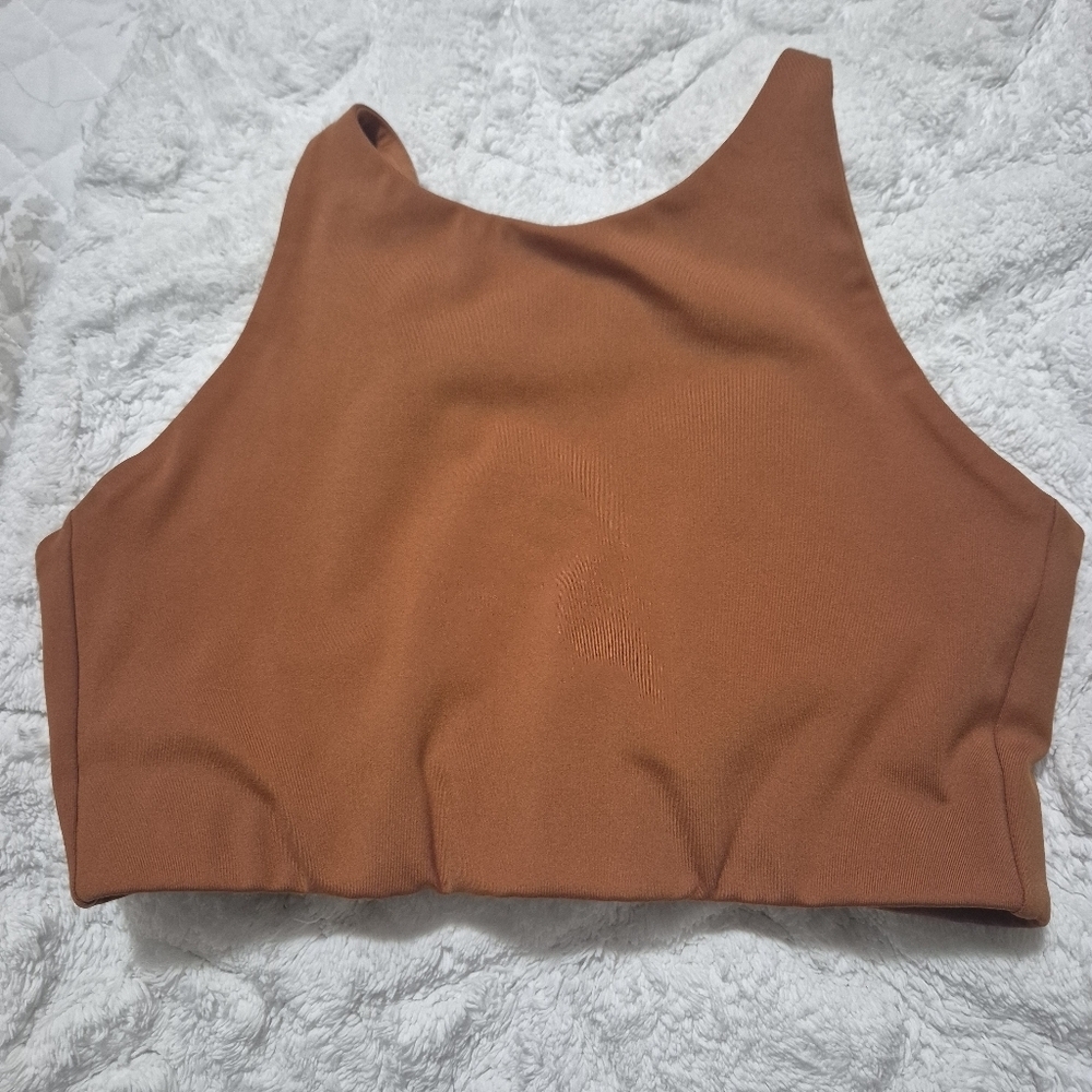 Girlfriend Collective Women's Sports Bra in Rust...topanga Halter Bra..size:S - Picture 10 of 10